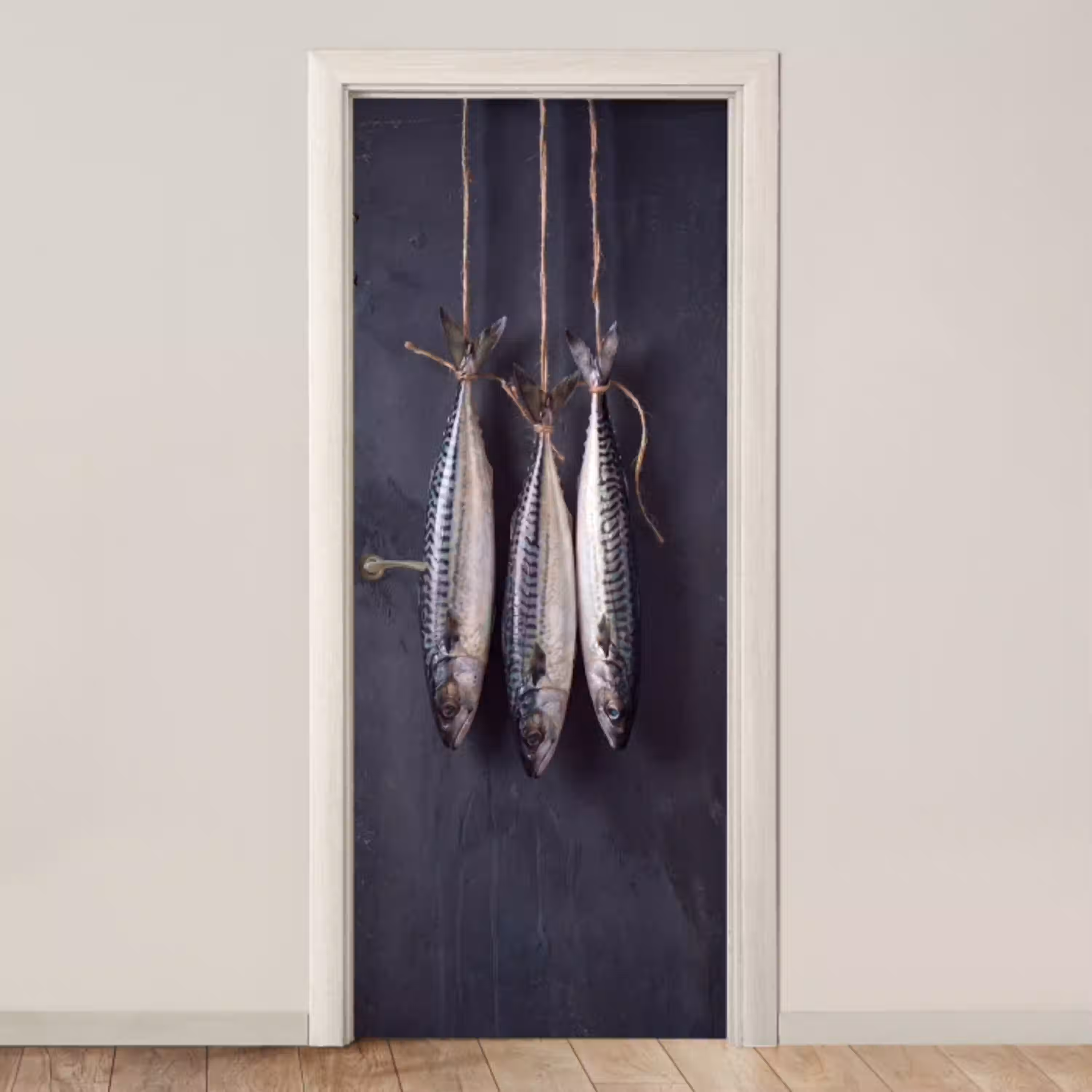 Drie vissen - Touw deurposter klein -3d_beige