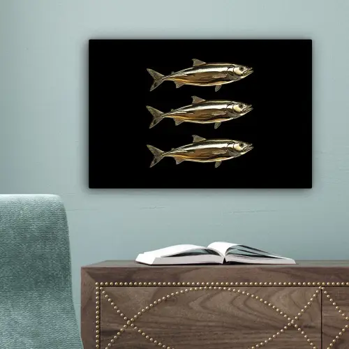 Vissen - Goud - Zwart canvas 2cm klein -sfeer4