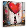 Meisje - Hart - Graffiti - Kunst - Kleuren - Rood plexiglas 5mm klein -zzzproduct_nieuw