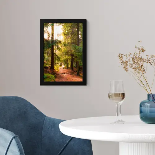 Bos - Pad - Bomen - Groen - Zon - Natuur fotolijst zwart zonder passe partout klein -sfeer4