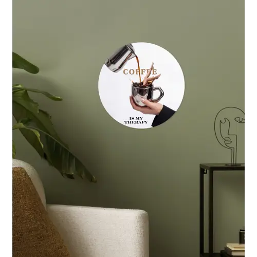 Koffie - Mok - Kan - Therapie Wandcirkel behangsticker klein -sfeer2