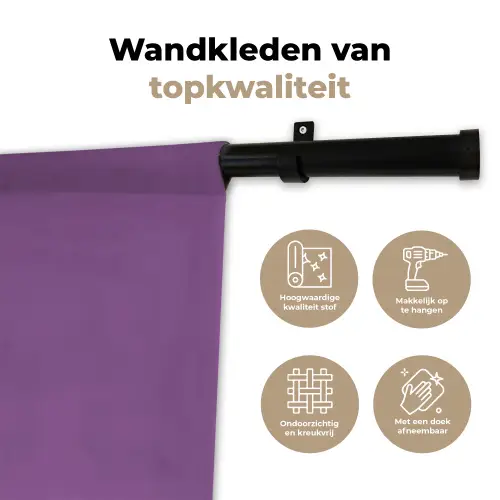 Follow your dreams - Paars - Penseeltextuur Wandkleed katoen klein -sfeer2