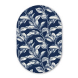 Botanisch - Patroon - Blauw Wandcirkel Ovaal Forex klein 630 -3d