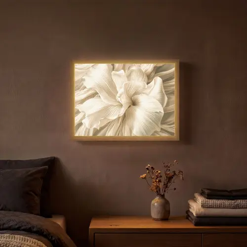 Abstract - Beige - Bloemen - Natuur Light Box met batterij (Wandlamp) middel -sfeer4