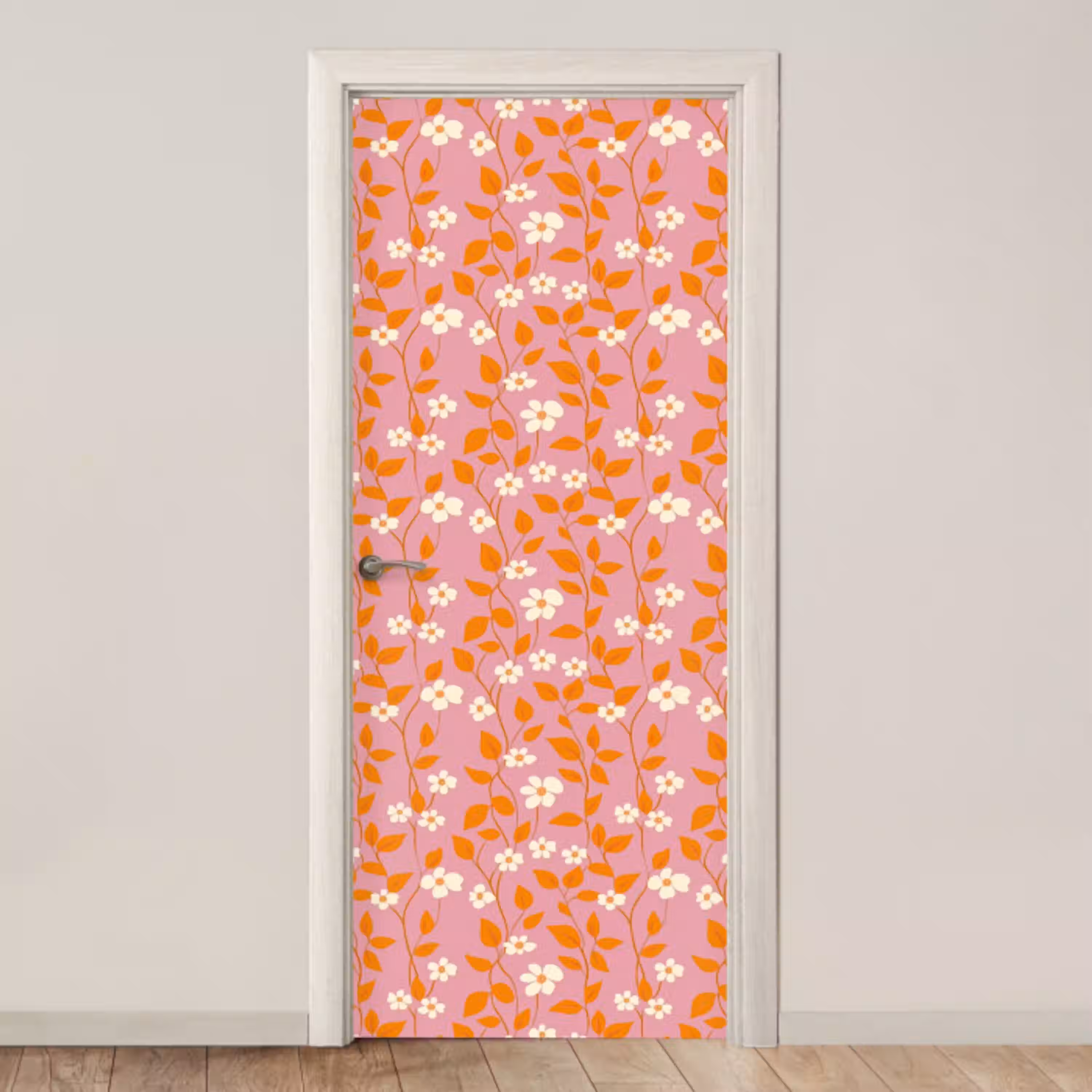 Bloemen - Patroon - Oranje deurposter klein 289 -3d_beige