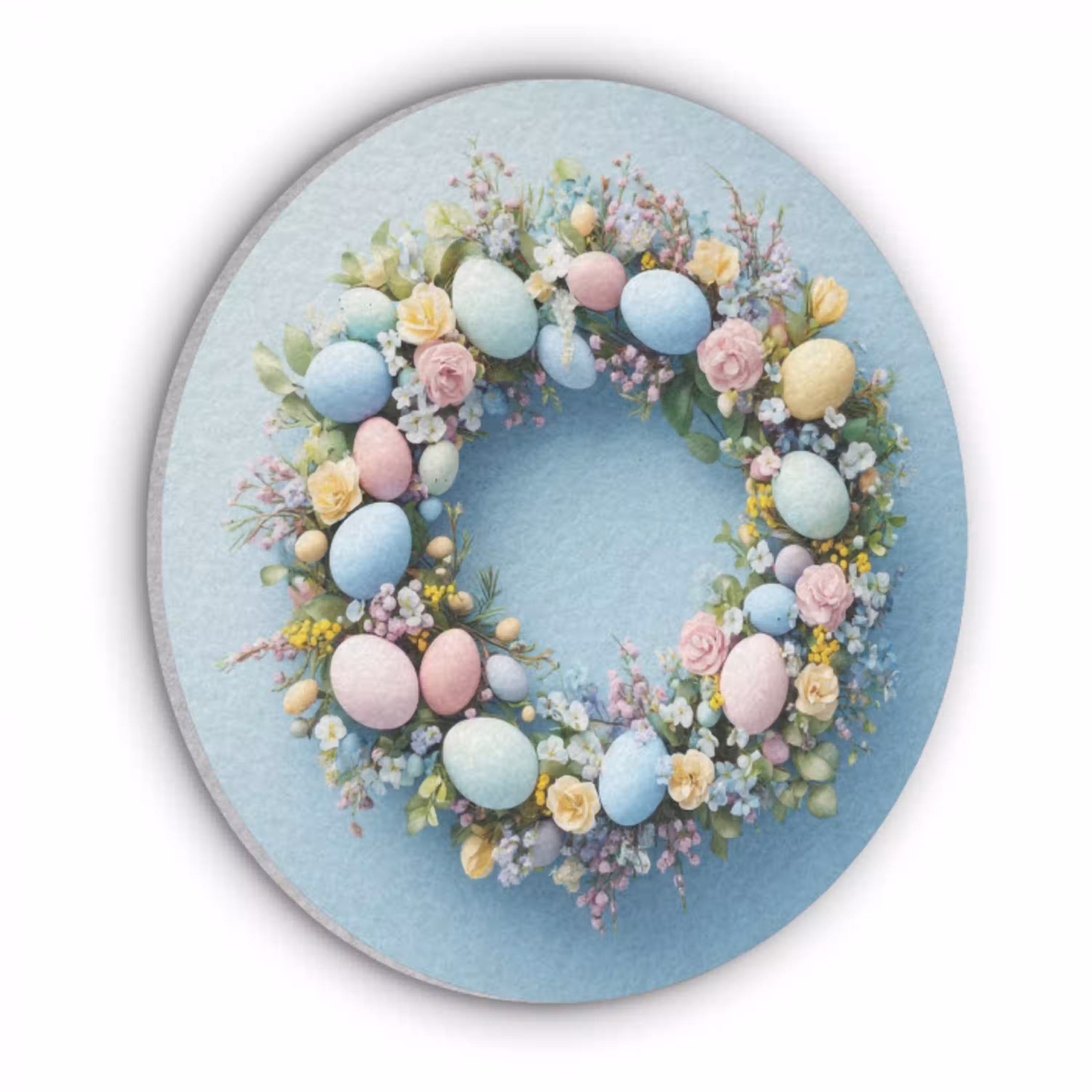Krans - Eieren - Bloemen Akoestische PET Vilt - Rond klein -3d