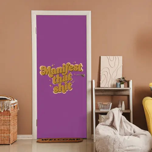 Manifest that shit - Paars - Glitter deurposter klein -sfeer1