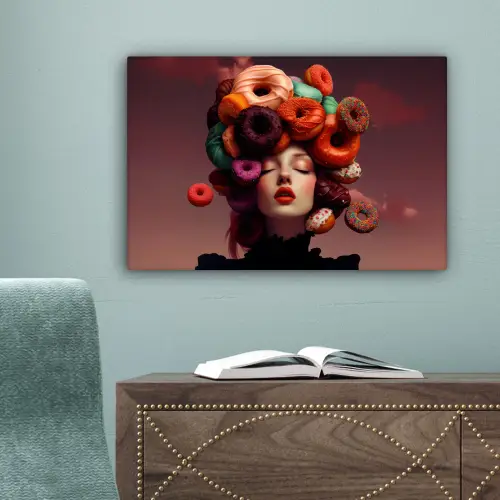 Vrouw - Donuts - Kleurrijk canvas 2cm klein -sfeer4