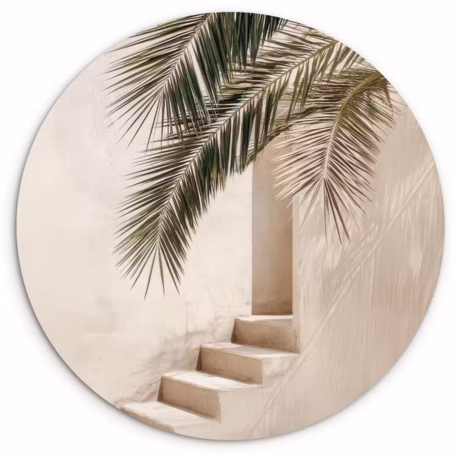 Muurcirkel - Palmboom - Schaduw - Trap - Beige