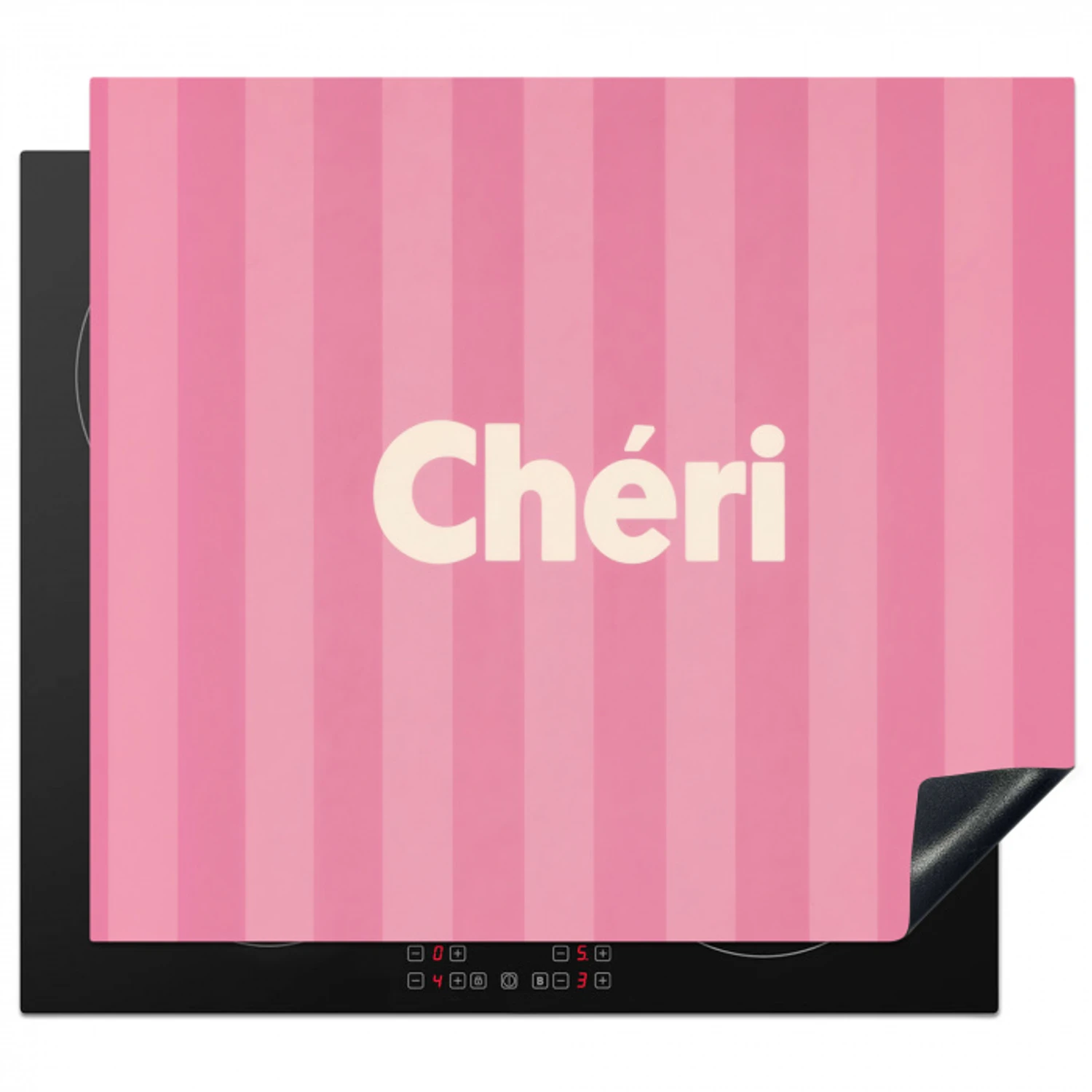Gestreept - Roze - Chéri Inductie beschermer vinyl 3mm middel -3d
