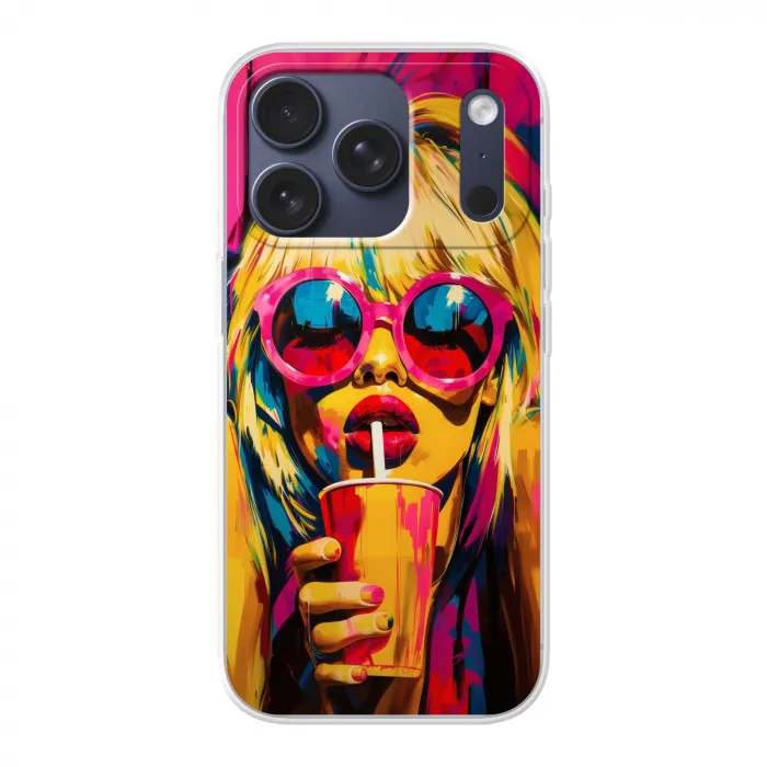 Zonnebril - Roze - Vrouw - Rietje Telefoonhoesje iPhone 17 Pro klein -3d