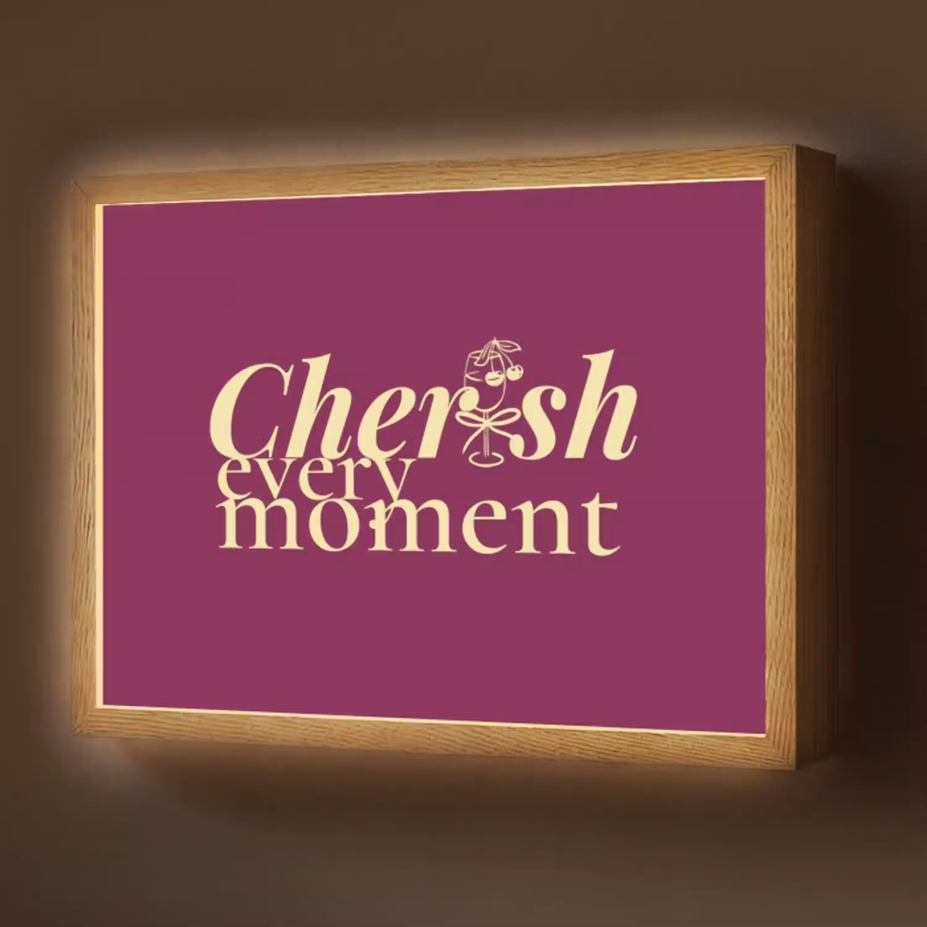 Cherish every moment - Cocktailglas - Bordeaux Light Box met batterij (Wandlamp) middel -z3d_website