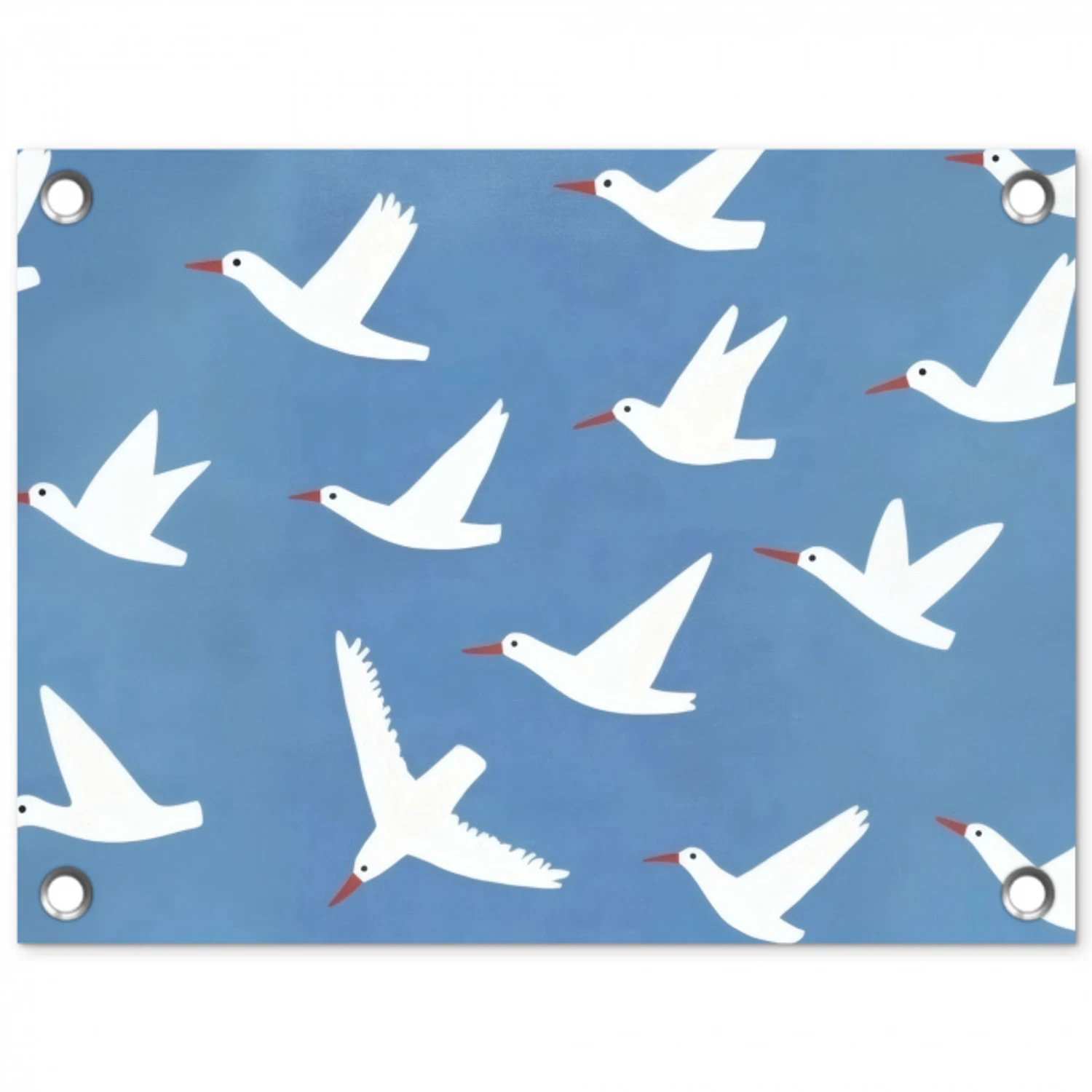 Vogels - Wit - Patroon tuinposter los doek klein -3d