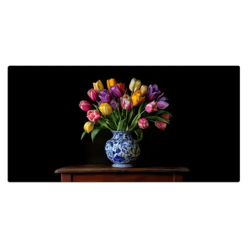 Tulpen - Kleuren - Hout - Vaas Muismat XXL klein -3d_leeg