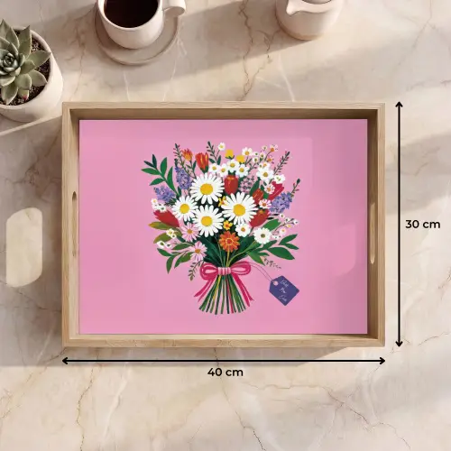 Bloemen - Quote - Kaartje - Kleurrijk Dienblad Rechthoek middel -USP_Formaat