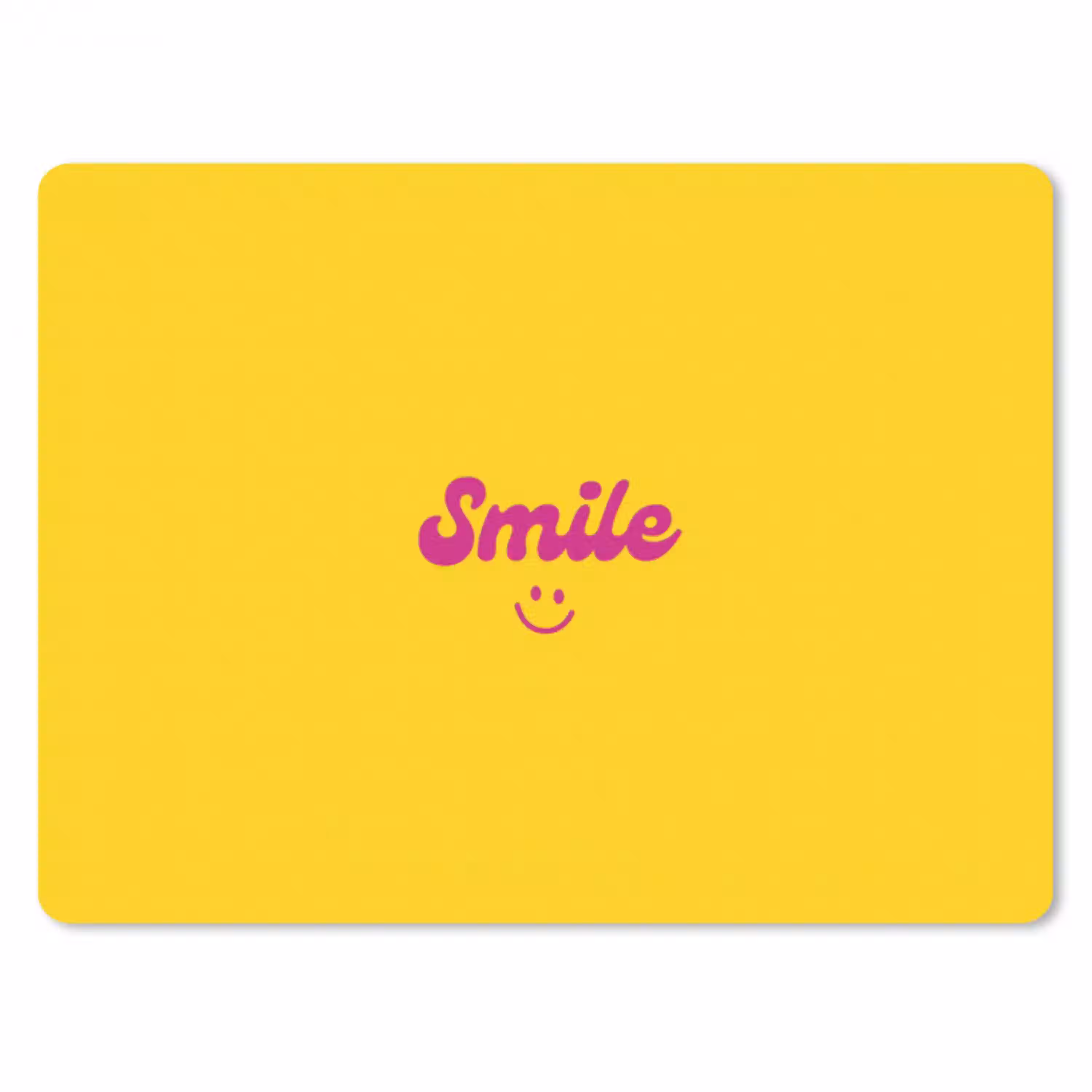 Smile - Geel - Roze muismat rubber klein -3d