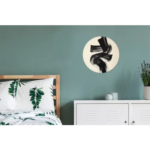 Strepen - Zwart - Abstract Wandcirkel aluminium klein -slaapkamer