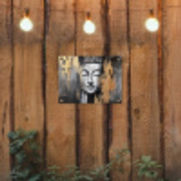 Boedhha - Penseelstreken - Goud - Abstract tuinposter los doek klein -sfeer1