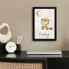 Quotes - Be happy - Kinderen - Maan - Bever - Waterverf fotolijst zwart zonder passe partout klein -sfeer1