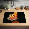 Vlinder - Bloemen - Insect - Portret - Zwart - Oranje Inductie beschermer vinyl 3mm klein -sfeer5
