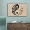 Yin Yang - Bloemen - Zwart - Wit - Vintage canvas 2cm klein -sfeer4