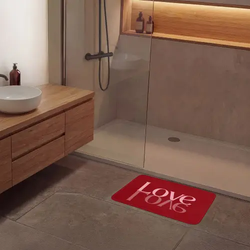 Love - Spiegeling - Rood Badmat klein -sfeer2