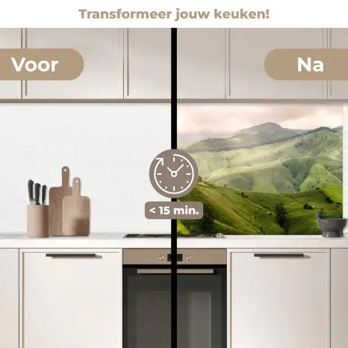 Landschap - Heuvels - Groen keuken achterwand 2 middel -voor-na2_NL