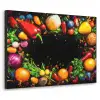 Groente - Graffiti - Kleurrijk - Koken - Abstract Textielframe zwart klein -3d