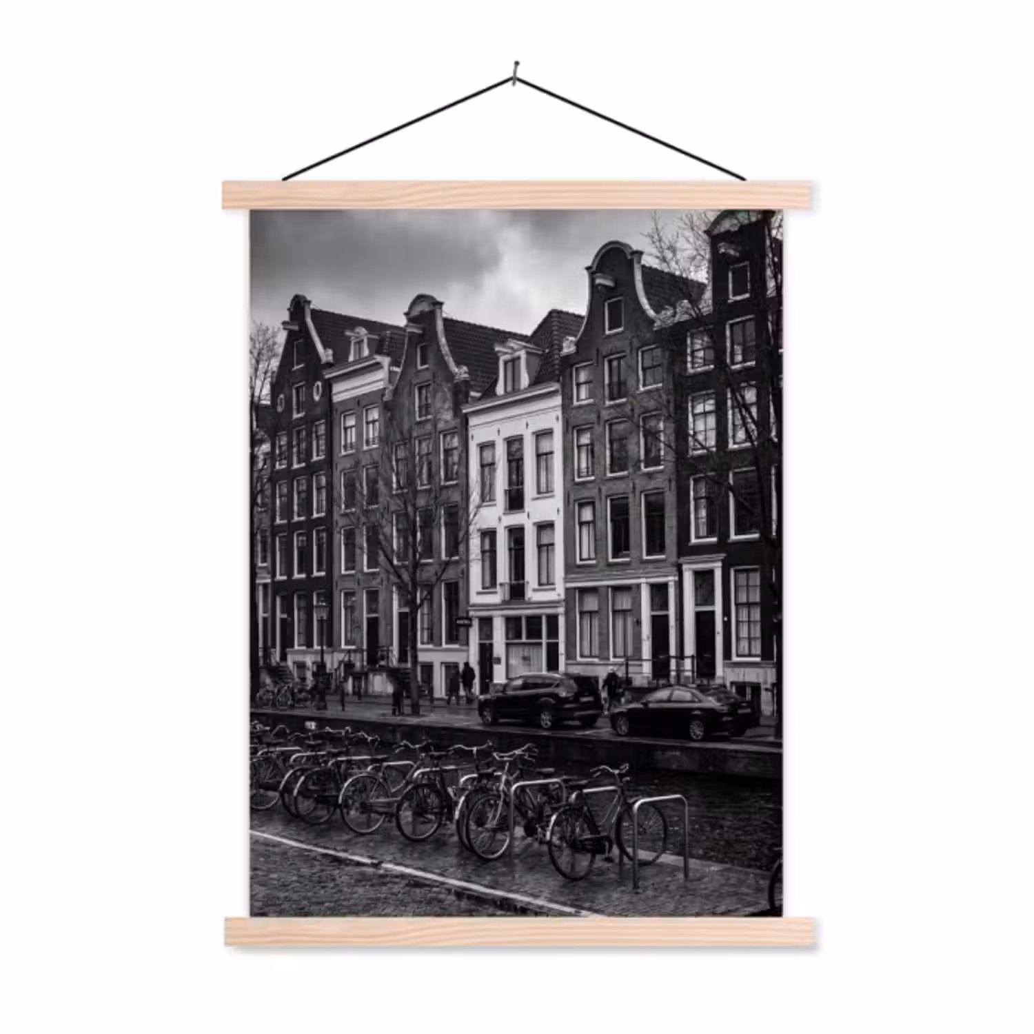 Hanging Poster - House - Canal - Amsterdam - Architecture - Black and white