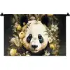 Panda - Pandabeer - Wilde dieren - Natuur - Bloemen Wandkleed katoen klein -zz3d