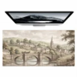 Dorp - Brug - Uitzicht - Groen Muismat XXL klein -zzz3d