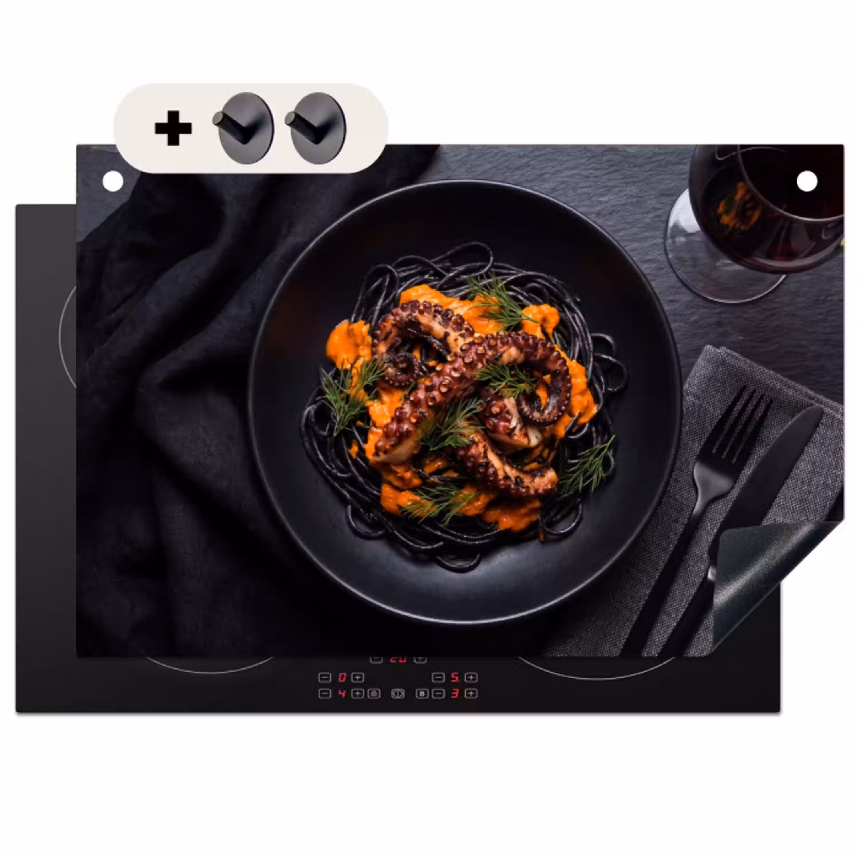 Eten - Octopus - Modern Inductie beschemer met haakjes klein -3d