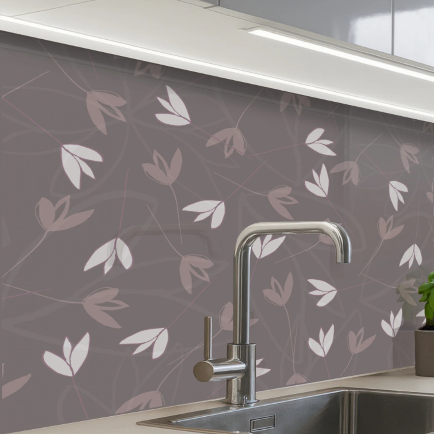 Patronen - Tulpen - Minimalistisch keuken achterwand 2 middel 865 -zzzz3d_schuin