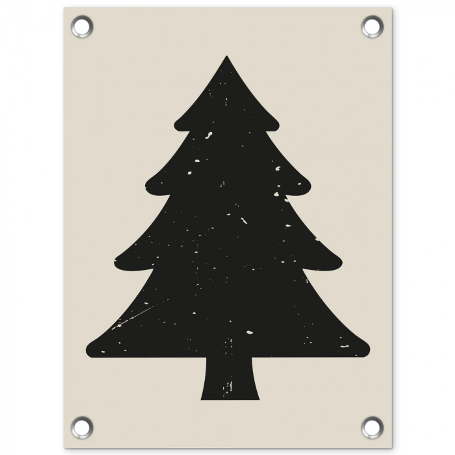 Kerstboom - Zwarte kerstboom - Boom - Japandi tuinposter los doek klein -3d