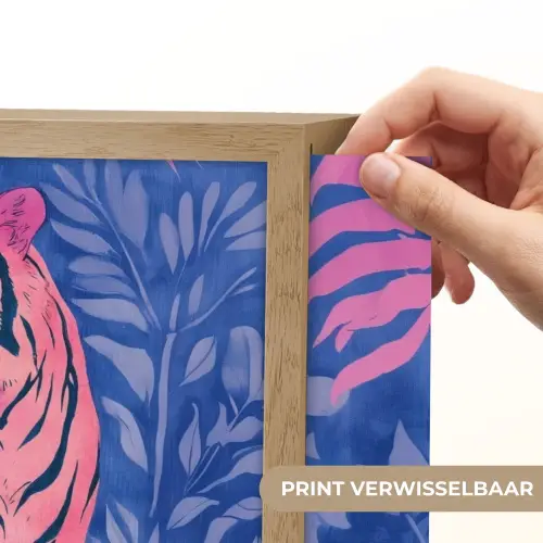 Tijger - Roze - Bladeren - Jungle Light Box met batterij (Wandlamp) middel -USP_websiteprintNL