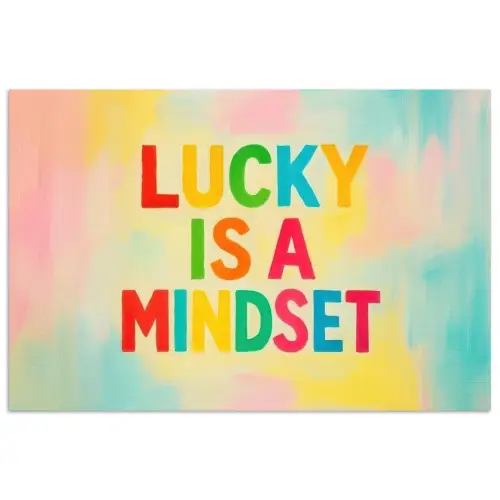 Quote - Lucky - Regenboogkleuren poster papier klein -3d