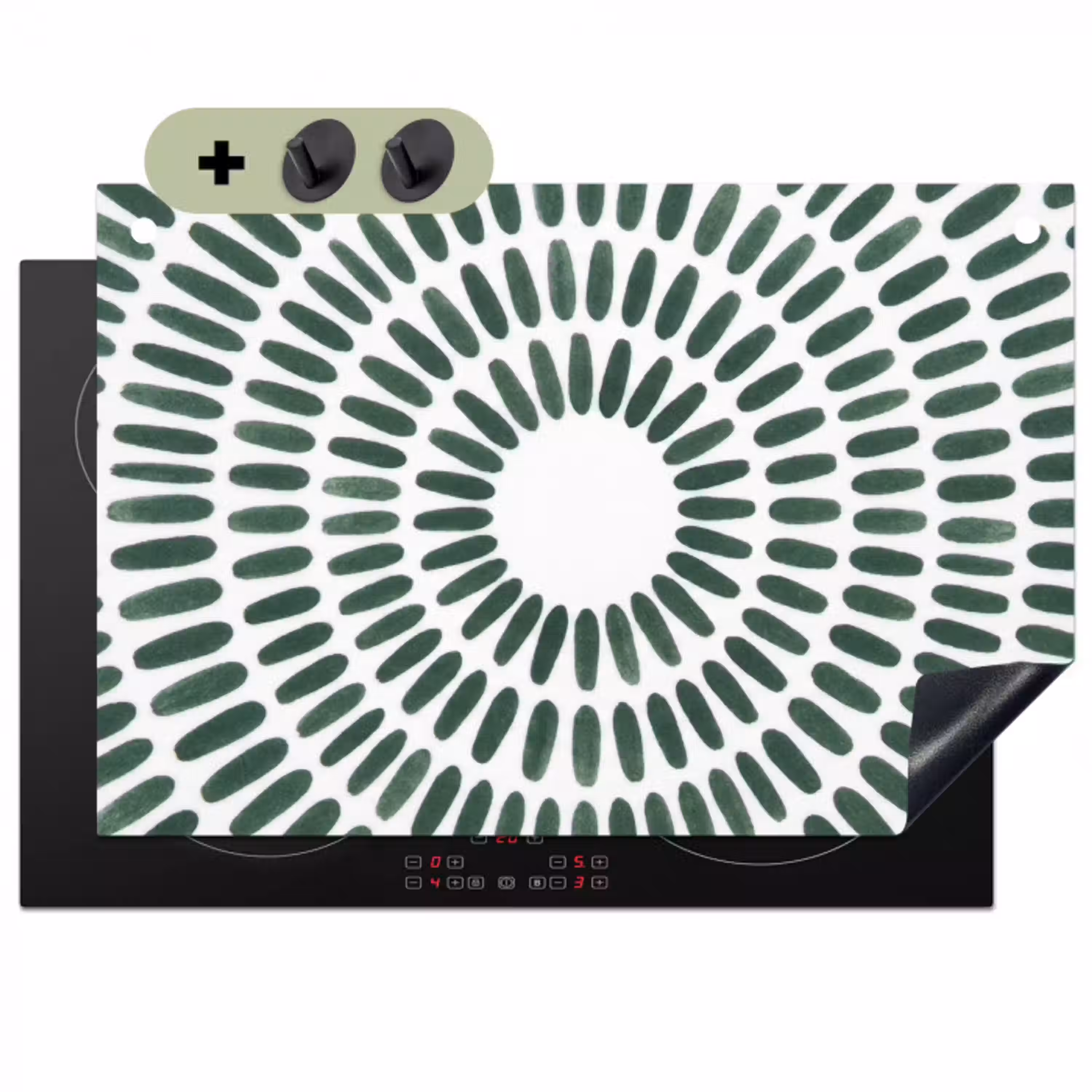 Abstract - Cirkel - Patroon - Modern - Groen Inductie beschemer met haakjes klein -3d