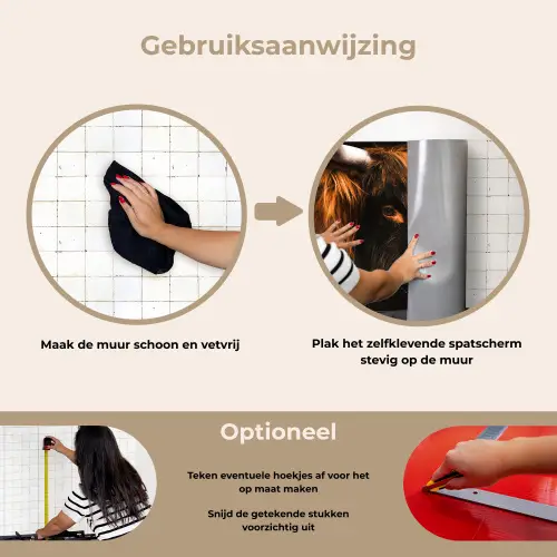 Schotse hooglander - Zwart - Koe - Hoorn - Dieren keuken achterwand spatscherm klein -gebruiksaanwijzing_NL