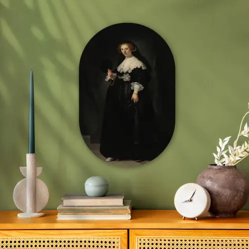 Het huwelijksportret van Oopjen Coppit - Rembrandt van Rijn Wandcirkel Ovaal Forex klein -sfeer2