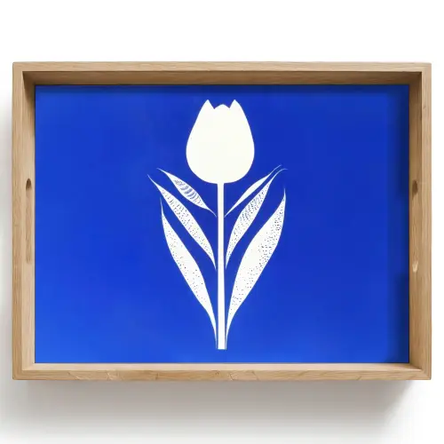 Tulp - Minimalistisch - Bladeren - Wit Dienblad Rechthoek middel -z3d_shopping