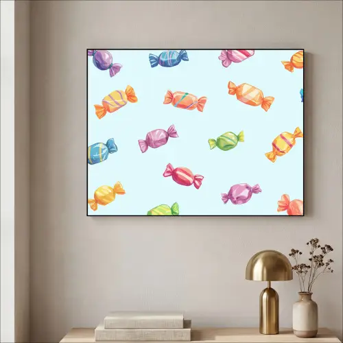Blauw - Patroon - Snoep Textielframe - compleet frame klein -sfeer2