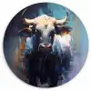Stier - Zwart - Abstract - Horens Wandcirkel kunststof plaat 5mm dik klein -3d