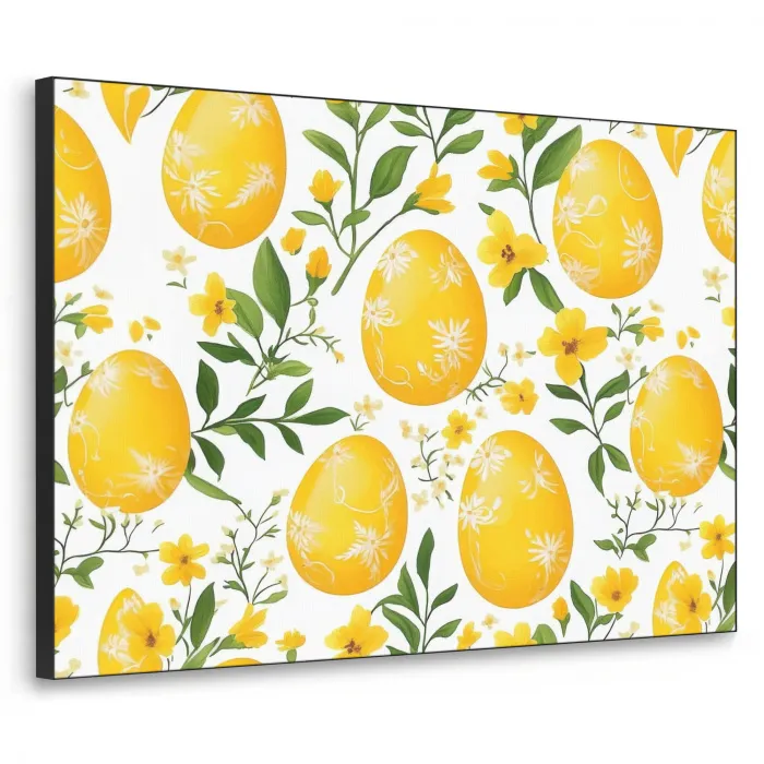 Bloemen - Paaseieren - Geel Textielframe - compleet frame klein -3d