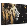 Portret - Leeuw - Abstract - Goud Textielframe - compleet frame klein -3d