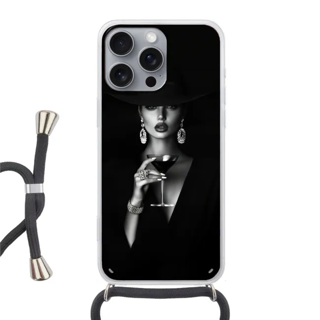 Telefoonhoesje met koord - Vrouw - Cocktail - Chic