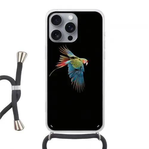 Papegaai - Kleurrijk - Vleugels - Sierlijk Hoesje iPhone 16 Pro Max met koord klein -3d