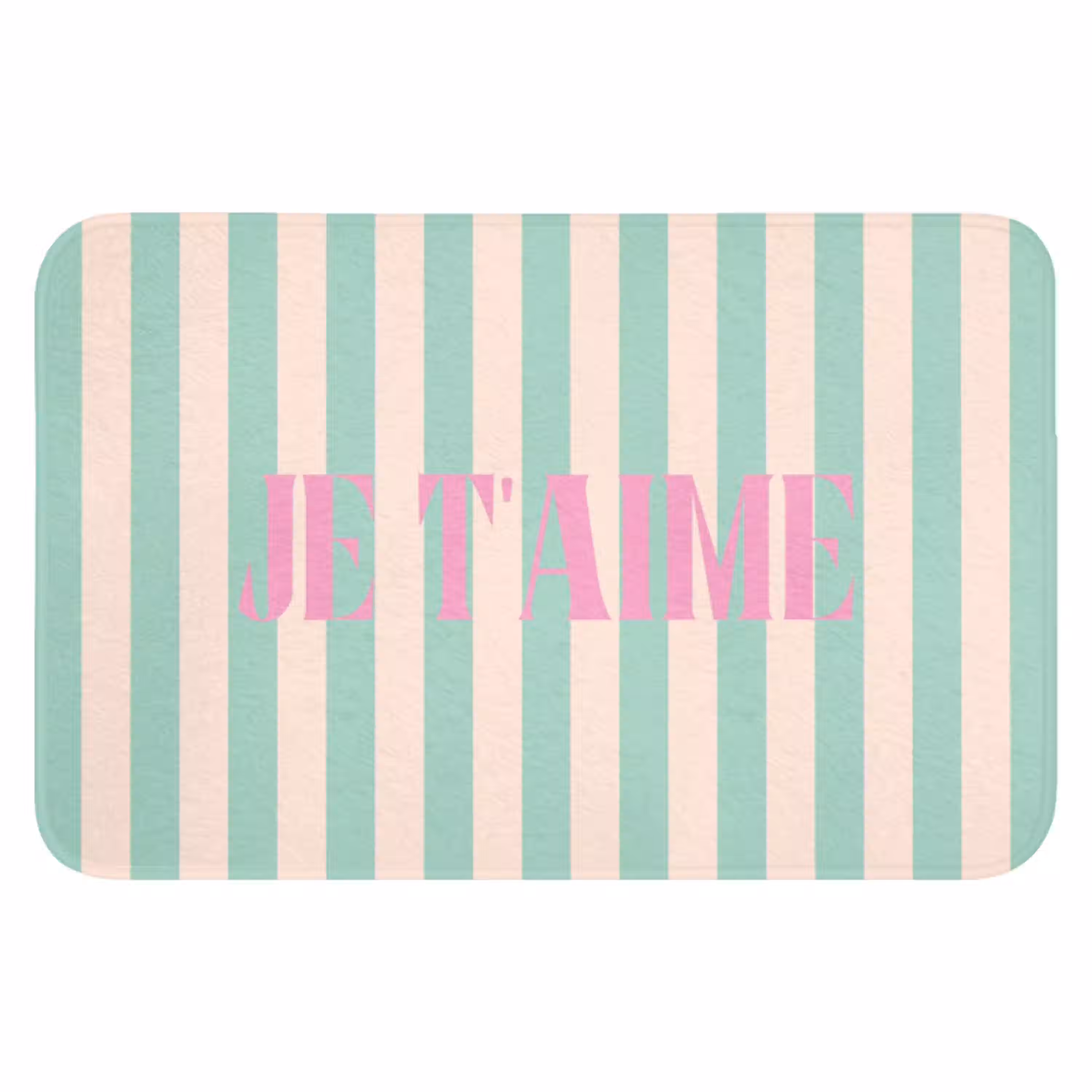 Roze - Groen - Strepen - Je t'aime WCmat klein -3d