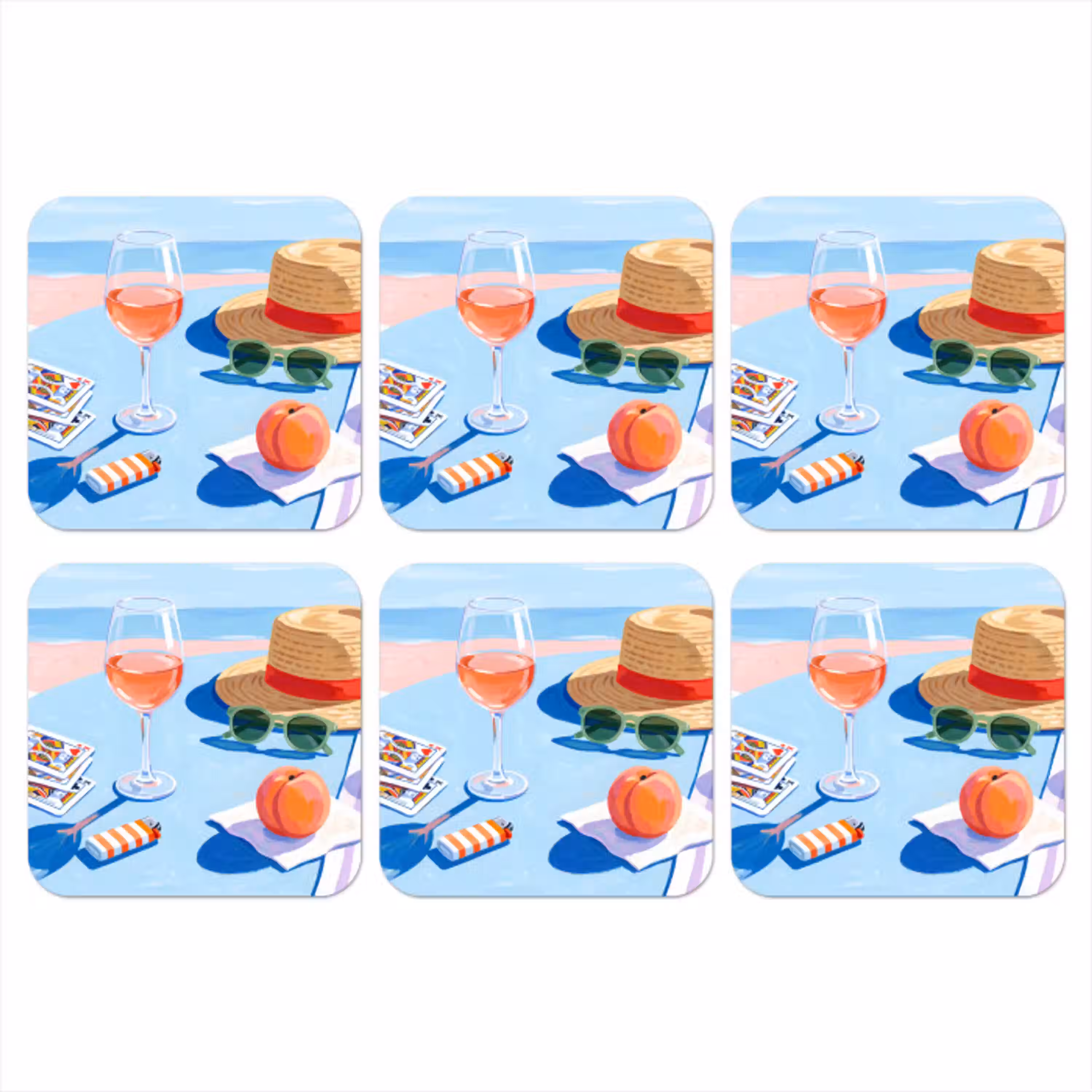Strand - Picknick - Zomer onderzetter kurk middel -3d