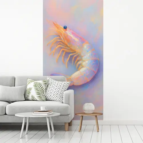 Garnaal - Subtiele structuur - Blauw - Roze fotobehang vinyl groot -woonkamer