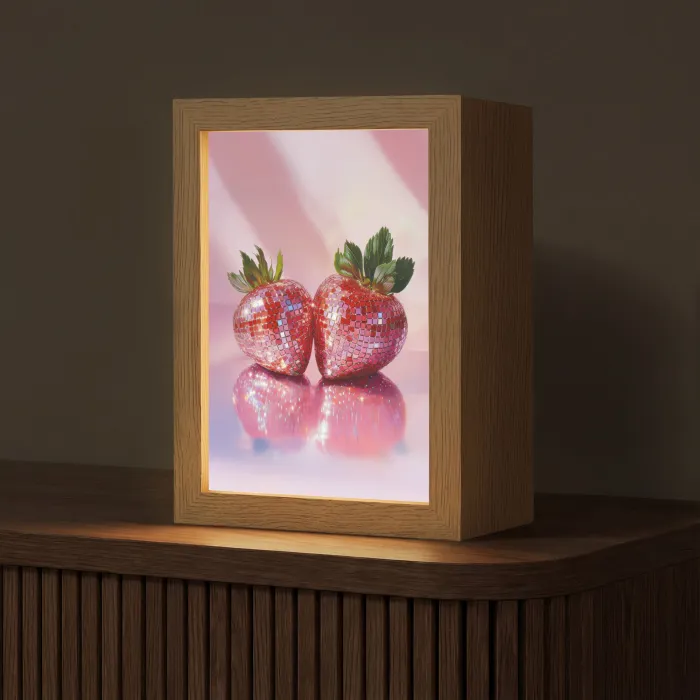 Disco - Fruit - Glitter - Strawberry Light Box met kabel (Tafellamp) klein -z3d_website
